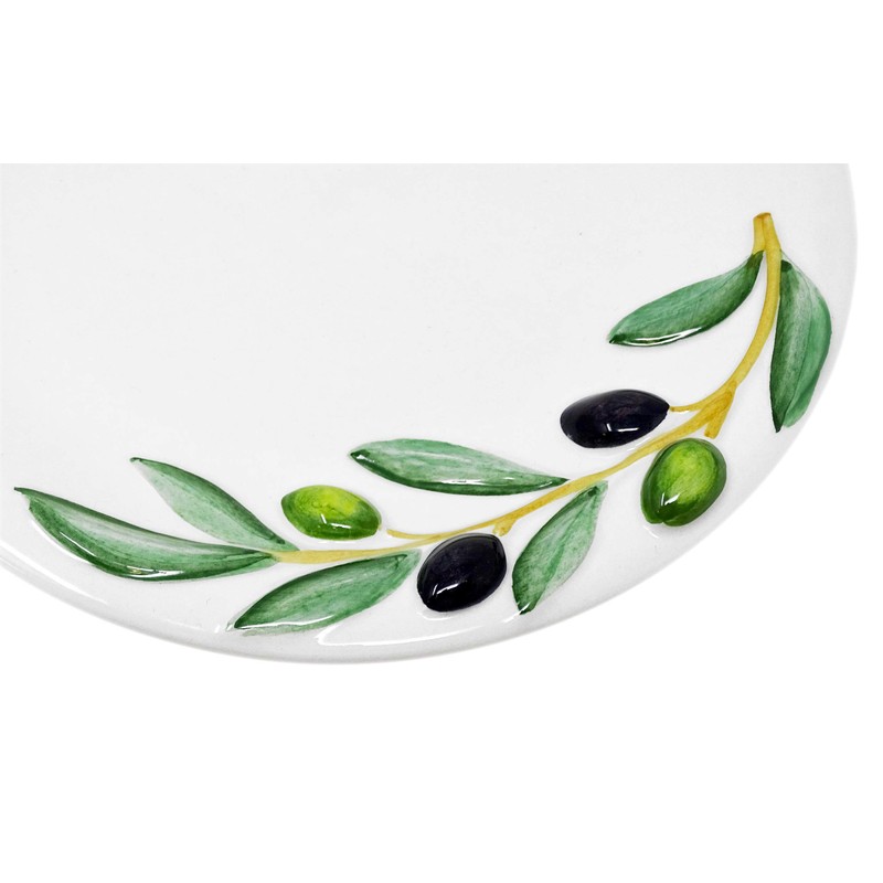 Lashuma Handmade Round Italian Ceramic Breakfast Plate Olive Design Dinner