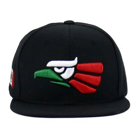 Mexican Mexico Hat Hecho En Mexico Eagle Aguila Embroidered Adjustable Snapback Flat Bill Baseball Cap (Black - Flag Eagle)