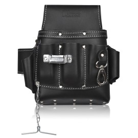 TRUTUCH Black Leather Electrician Tool Pouch with Leather Work Belt | Carpenter
