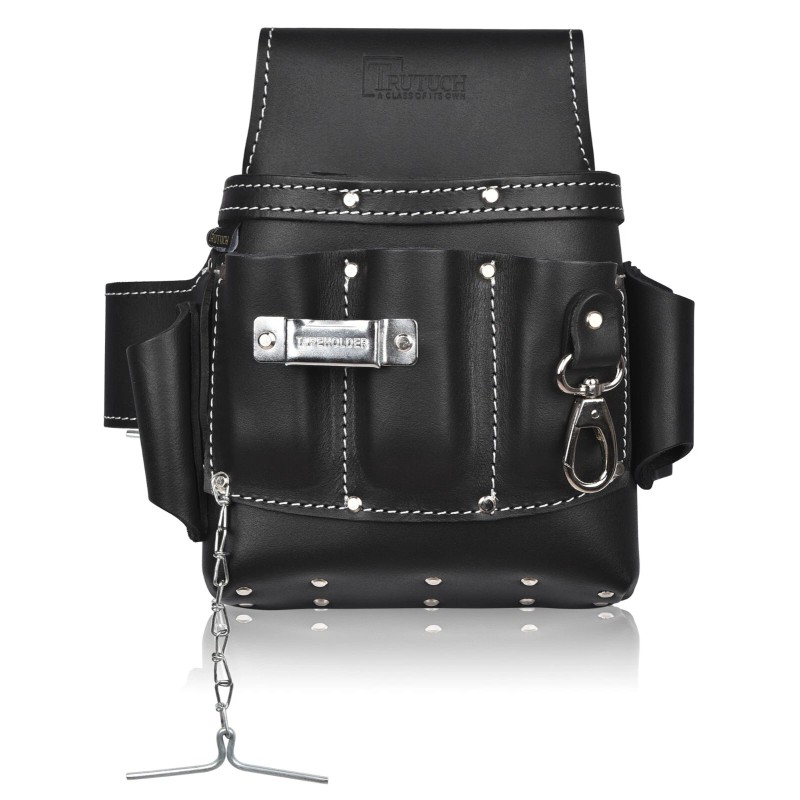 TRUTUCH Black Leather Electrician Tool Pouch with Leather Work Belt