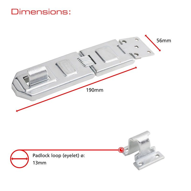 Sterling BHS190 Heavy Security Hasp and Staple, Chrome, 190mm