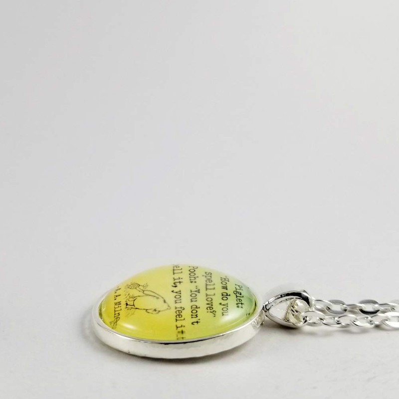Piglet and Winnie the Pooh AA Milne Love Quote Necklace