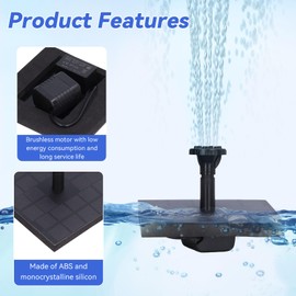 Plplaaoo Solar Bird Bath Fountain Pump – Floating Birdbath Fountain Solar Power & Garden Pond with Monocrystalline Silicon Panel, 7V 1.4W Quiet Outdoor Water Feature