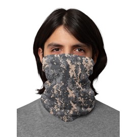 Seamless Camo Bandana Face Mask - Pixelated Gray Tan