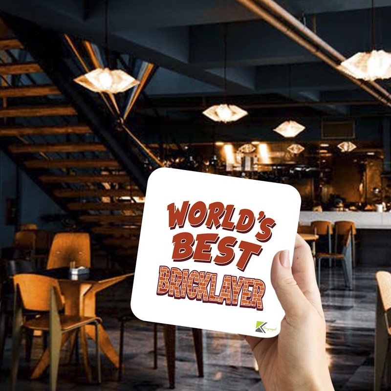 WB043 World's Best Bricklayer MDF Wooden Coaster by Kruzroyal |