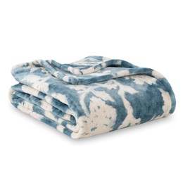 Berkshire Blanket-Classic Heavyweight Soft Printed VelvetLoft® Plush Throw Blanket, Cozy and Fuzzy, Floral Blue, 50in x 70in