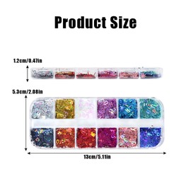 English Letter Nail Art Glitter Sequins,1Box 12Grids Iridescent Laser Alphabet Nail Flakes for Nail Art,Sequins Resin Fillers Nail Glitter for Nail Art Design Decorations DIY Crafts (Colorful Letters)
