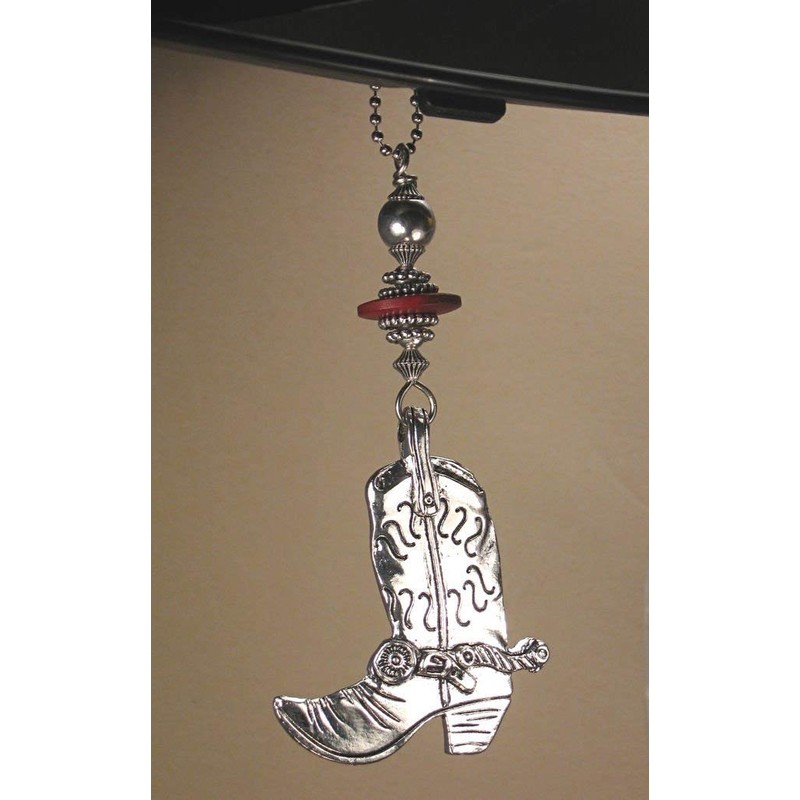 Rear View Mirror Car Accessory/Ornament Silvery Country Western Cowboy Boot