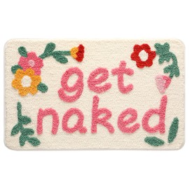 Bathroom Rug Mat, Cute Flower Pink Text Bath Mat with Soft and Non-Slip, Ultra Absorbent Microfiber Shaggy Door Mat, Machine Washable Quick Dry Bath Rug Carpet for Toilet Bathtub Bedroom (20"×31")