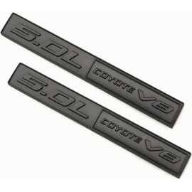 2Pc 5.0L Coyote V8 Emblems 3D Adhesive Badge V8 Engine Trim Fender Hook Trunk Decals Stickers Compatible for car (All Black)