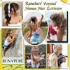 RUNATURE Ash Brown Human Hair Ponytail Extension 14 Inch Straight