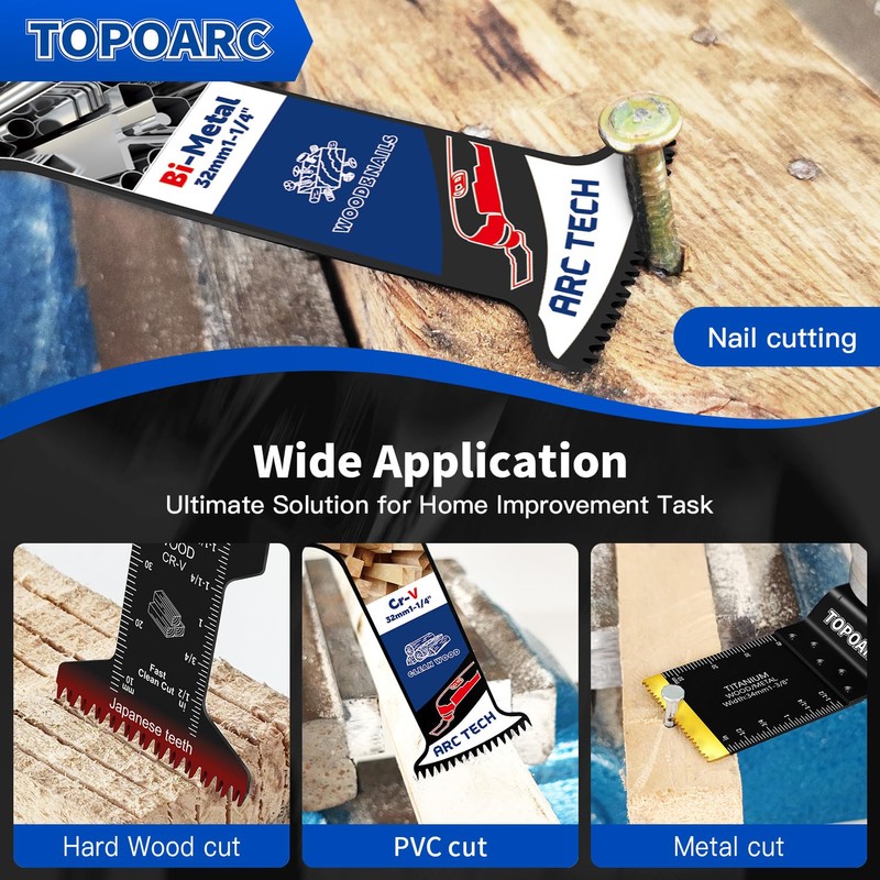 TOPOARC 28 PCS Oscillating Saw Blades Quick Release Saw Blades