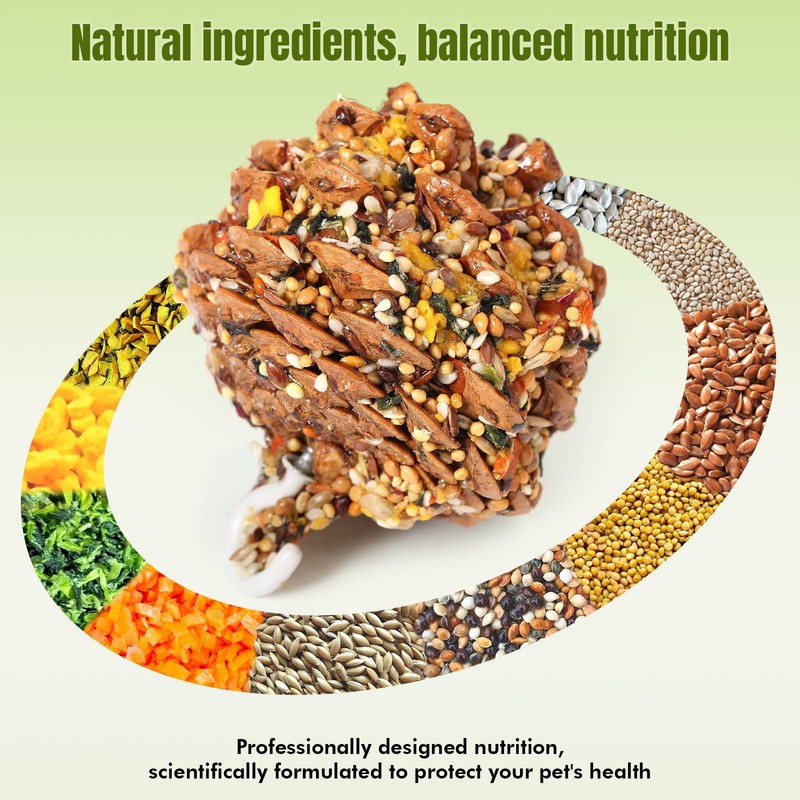 Abizoo Natural Pinecone Chew Toys with Edible Sunflower & Veggies