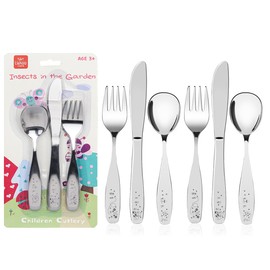 Lehoo Castle Kids Silverware, 6Pcs Toddler Utensils, Kids Utensils Includes Toddler Forks and Spoons, Knives, Toddler Silverware Stainless Steel (Insect)