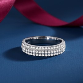 VAXOJEL Moissanite Wedding Band for Women, D Color VVS1 Lab Created Diamond Moissanite Rings for Women,S925 Sterling Silver 18K White Gold Plated Anniversary Valentine Ring for Her (8.5)