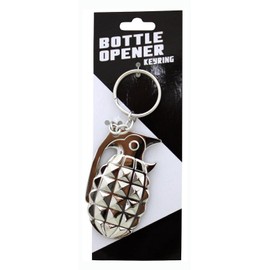 Island Dogs Grenade Bottle Opener Keychain, Silver