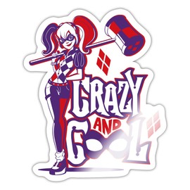 Spreadshirt Super Hero Girls Harley Quinn Hammer Sticker, 10 x 10 cm, White Glossy