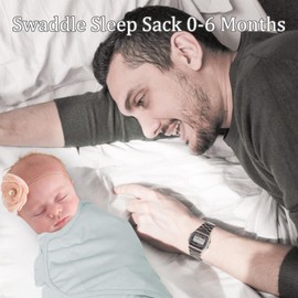 david's kids 100% Cotton Baby Swaddle Wrap 0-6 Months, Soft Breathable Swaddle Blanket for Newborn Infant, Adjustable Baby Swaddle Sleep Sacks for Boys Girls, Newborn Essentials,White & Grey & Blue