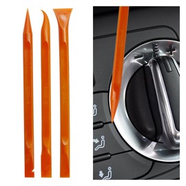 DUSCOKE 3PCS Plastic Scraper Tool - Multi-Purpose Non-Scratch Scrapers Cleaning Tool for Tight Spaces - Pen-Shaped Label Sticker Remover Scraper for Car Detailing Kitchen Crevices Gaps (Orange)