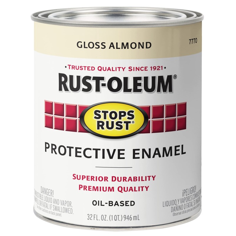 Rust-Oleum 7770502 Stops Rust Brush On Paint, Quart, Gloss Almond