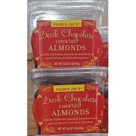 Trader Joe's 2 PACK TRADER JOE'S DARK CHOCOLATE COVERED ALMONDS NO GLUTEN OR SODIUM