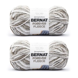 Bernat Forever Fleece Latte Yarn - 2 Pack of 280g/9.9oz - Polyester - 6 Super Bulky - 194 Yards - Knitting/Crochet