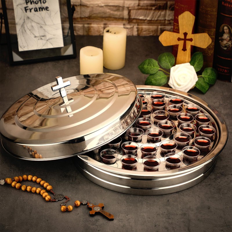 Jingmore Communion Ware 3 Holy Wine Serving Trays with 1