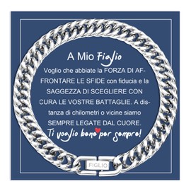 FANCIBAND Gift for My Son Men's 316L Stainless Steel Bracelet with Clasp, Cuban Bracelets for Men, Chain 8 mm Wide, Bracelet Gift for Son, Birthday, Christmas, Stainless Steel, without stone