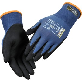 OX-ON Flexible Advanced 1902 Blue Work Gloves, Extremely Durable Safety Gloves, Secure Precise Grip, Protective, Versatile & Comfortable Work Gloves Men, Breathable Mechanic Gloves - 12pc, Size 9 / L