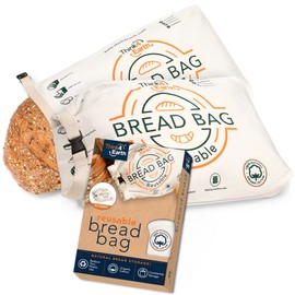 Think4Earth® - Reusable Organic Cotton Bread Bag for Homemade Loaves Large | Premium Quality Storage Bags - Unique Cotton Bags for Sourdough, Safe and Eco-Friendly (2 Units)
