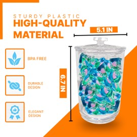 Skywin- Laundry Jars with Lid, 3 Pack Tall Laundry Detergent Jar, Glass Jars for Laundry Room, Laundry Containers for Organizing Laundry Room, Dishwasher Pod Container (Clear)