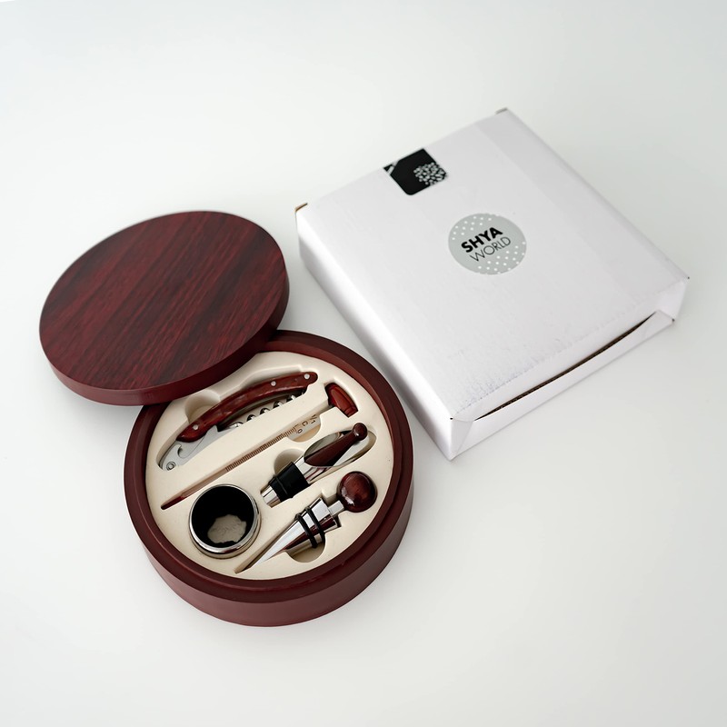 ShyaWorld Wine Accessories Gift Set Elegant Gift Case with Natural