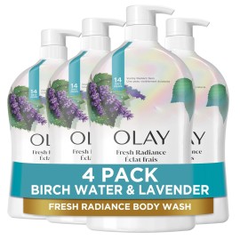 Olay Fresh Outlast Birch Water Lavender Body Wash 33 Fl Oz Pack of 4