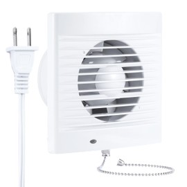 Hose Vary 4 Inch Wall-Mounted Exhaust Fan, Window Bathroom Fan, IPX2 55CFM Window Extractor Fan w/Pull Chain Switch for Toilet, Office, Kitchen