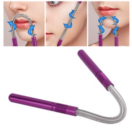 Facial Hair Remover, Stainless Steel Feather Facial Hair Epilator Beauty Feather Threading Tool Cleaning Facial Hair Makeup for Upper Lip, Chin, Face or Neck (Purple)
