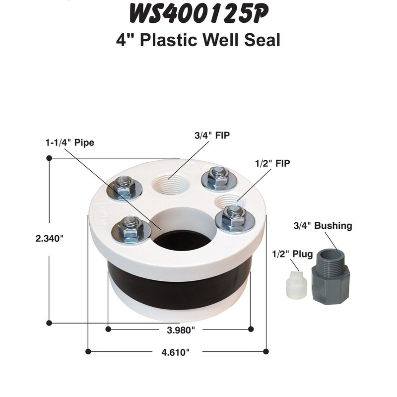 Merrill MFG 4-Inch Well Seal, Cap, Single Drop 1-1/4 in