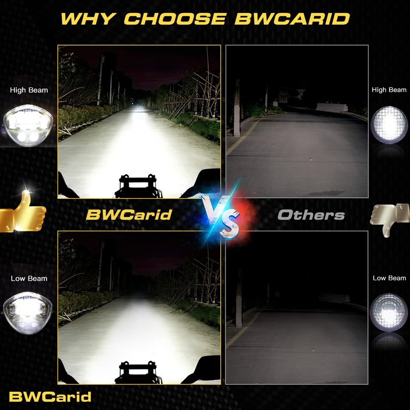 BWCarid 7 Inch LED Motorcycle Headlight DOT Approved With DRL