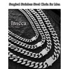 Inscca Men's Solid Stainless Steel Chains for Women Silver Curb