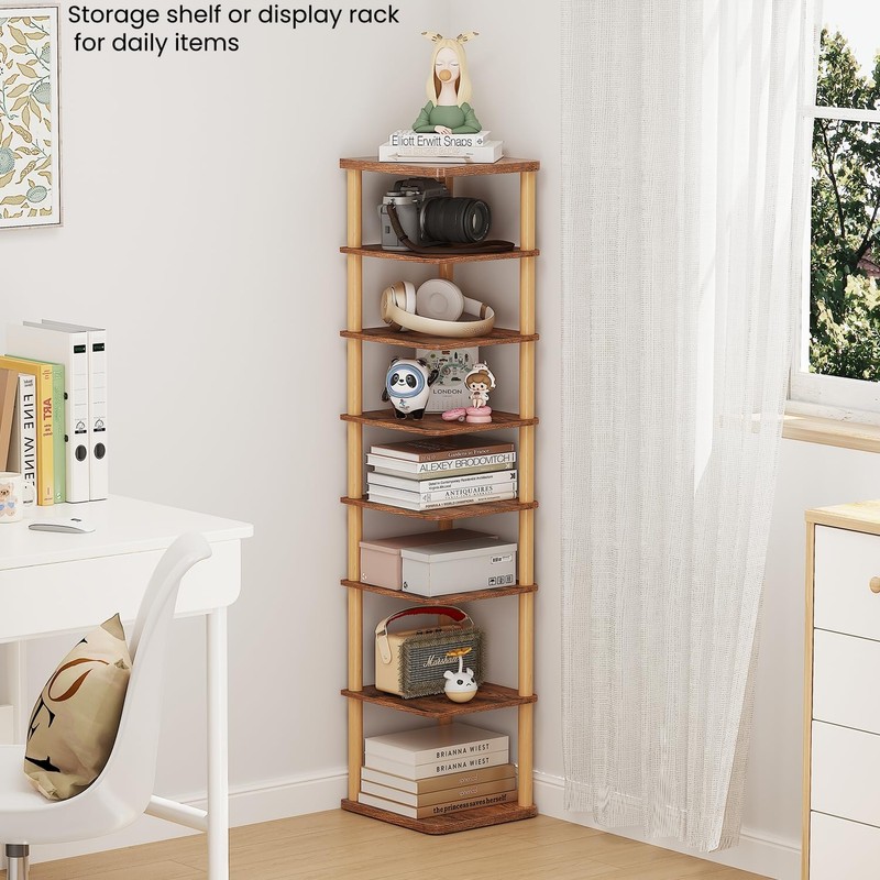 LUCKNOCK Vertical Shoe Rack, 8-Tier Tall Narrow Shoe Organizer for