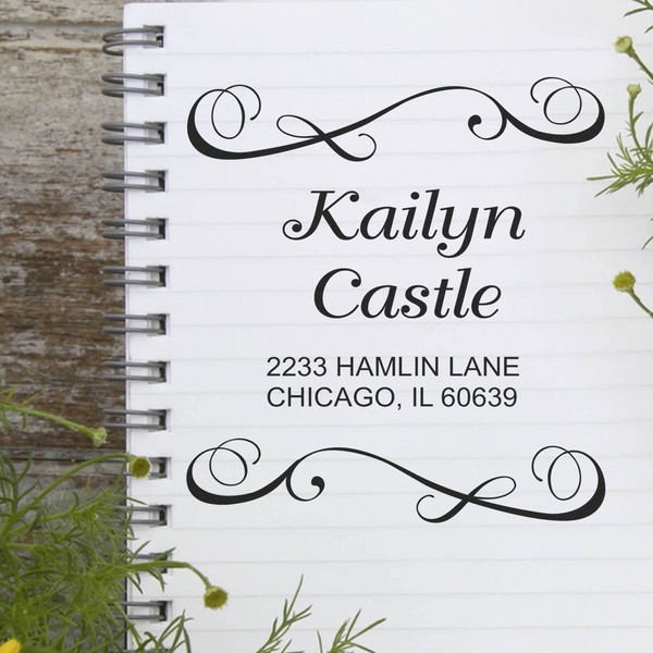 Scroll Border Bellevue Customized Name and Address Stamper for Envelopes,