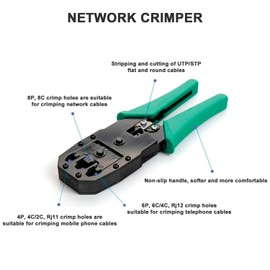 Kit de Herramientas de Mantenimiento de ReparacióN de Cables de Red con Pelacables, Probador del Cable de la Red, Crimpadora Prensador de Conectores de Rj45/Rj12/Rj11Cat6, Kit de Comprobador de Cables