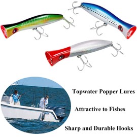 THKFISH Topwater Fishing Lures GT Popper Lure Saltwater Fishing Lures Tuna Fishing Hard Lures Mixedcolor 3pcs