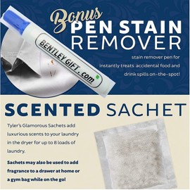 Tyler Candle Company Gallon Glam Wash Laundry Detergent, Diva 128 Fl Oz w/Dryer Sachet Pouch, Bentley Stain Remover Pen