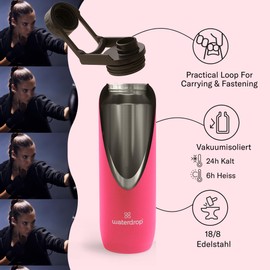 Waterdrop® All Purpose Thermos Flask 1 Litre Insulated Stainless Steel Water Bottle 24 Hours Cold - 12 Hours Hot. Leak-proof and Shatterproof