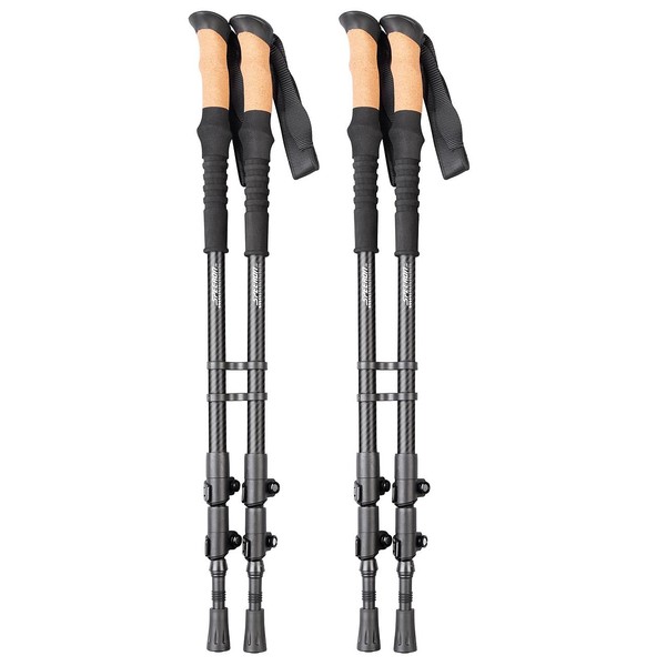 Speeron Anti-shock Hiking Poles: 2 Pairs Telescopic Hiking Poles Carbon