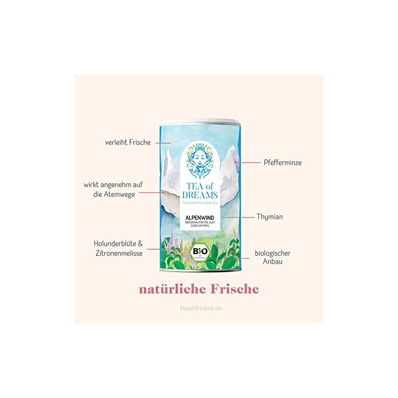 Organic Herbal Tea "Alpenwind" Made from Natural Mountain Herbs Loose