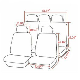 CANITU For Hyundai Car Seat Covers Cloth 5-Seats Full Set Front Rear Protector US STOCK