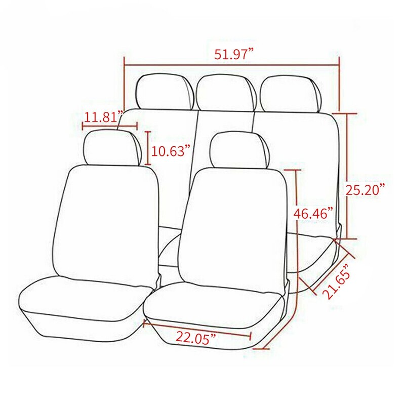 CANITU For Hyundai Car Seat Covers Cloth 5-Seats Full Set