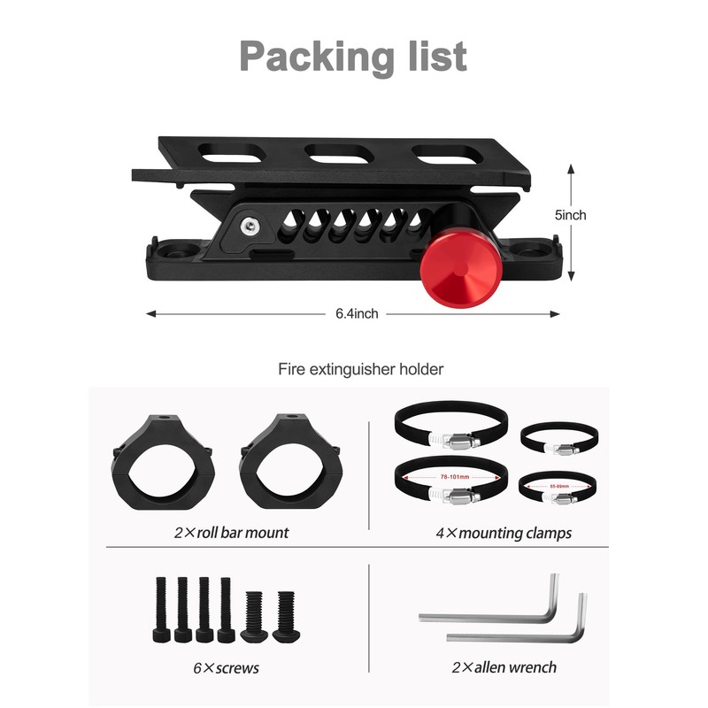 Quick Release UTV Fire Extinguisher Mount Kits, Adjustable Roll Bar