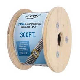 Wykcon 316L Stainless Steel Wire Rope - 300ft - 3/16 Stainless Steel Cable Railing - 1 x 19 Strand Core - Deck Railing Cable de Acero Garden Trellis Fencing Cable de Acero inoxidable 5 mm